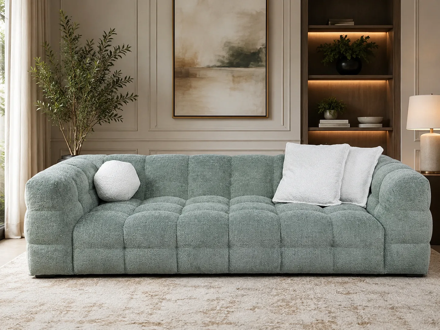 ספת "באבלס" מודרנית בגוון ירוק מרווה (Sage Green)
