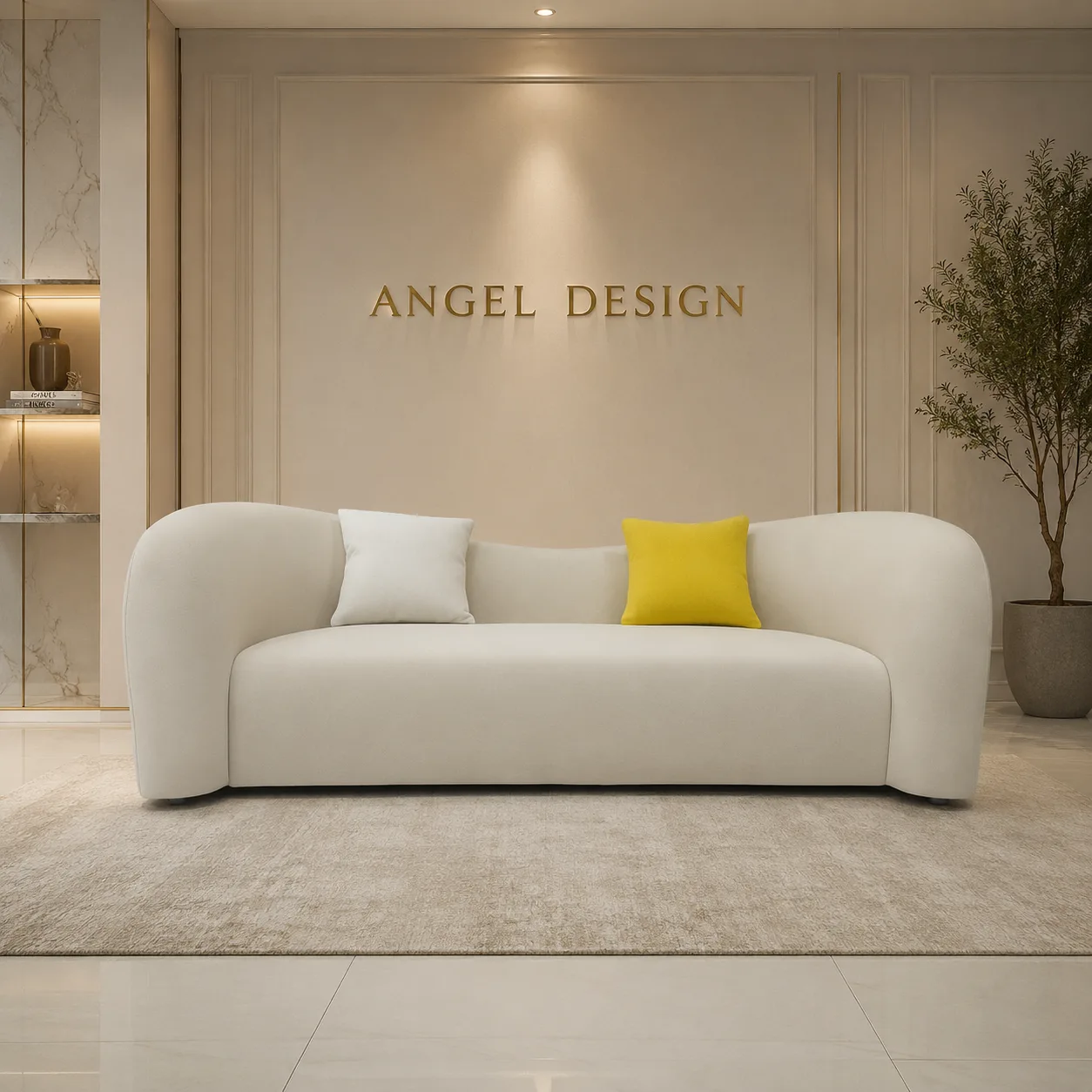 ספת "אנג'ל" מעוצבת בגזרה מעוגלת (Curved Sofa)