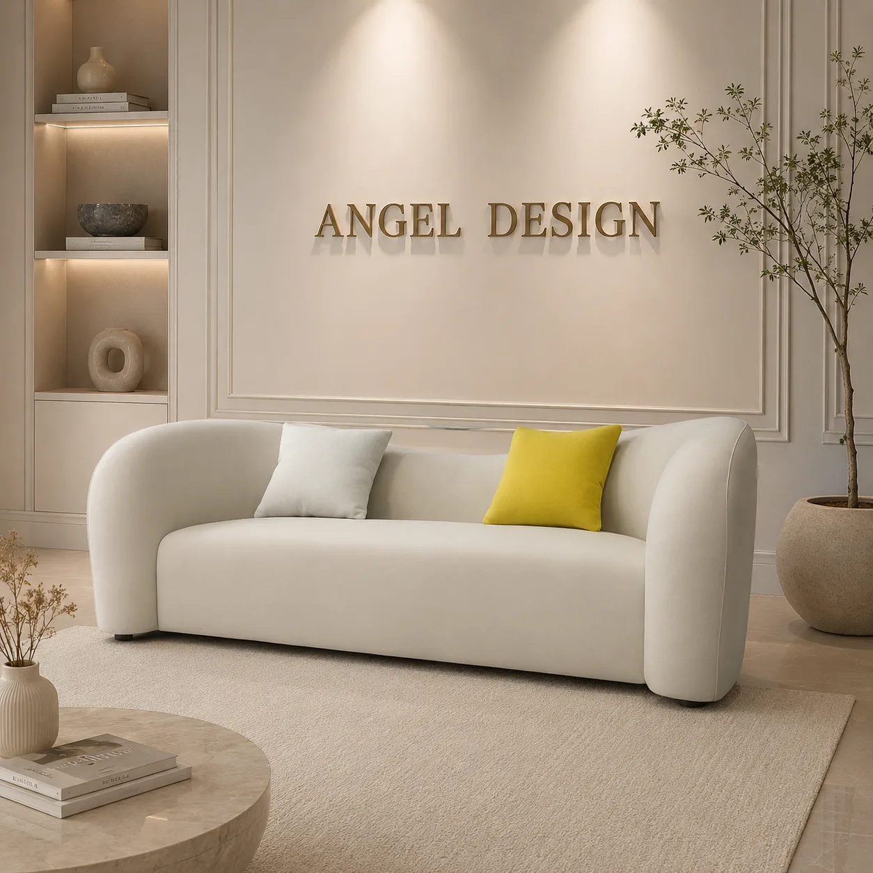 ספת "אנג'ל" מעוצבת בגזרה מעוגלת (Curved Sofa)